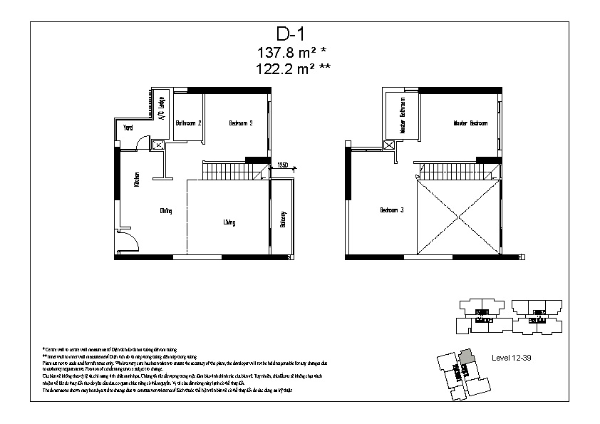 Mặt bằng căn hộ thông tầng Duplex tháp T8 The View Riviera Point.