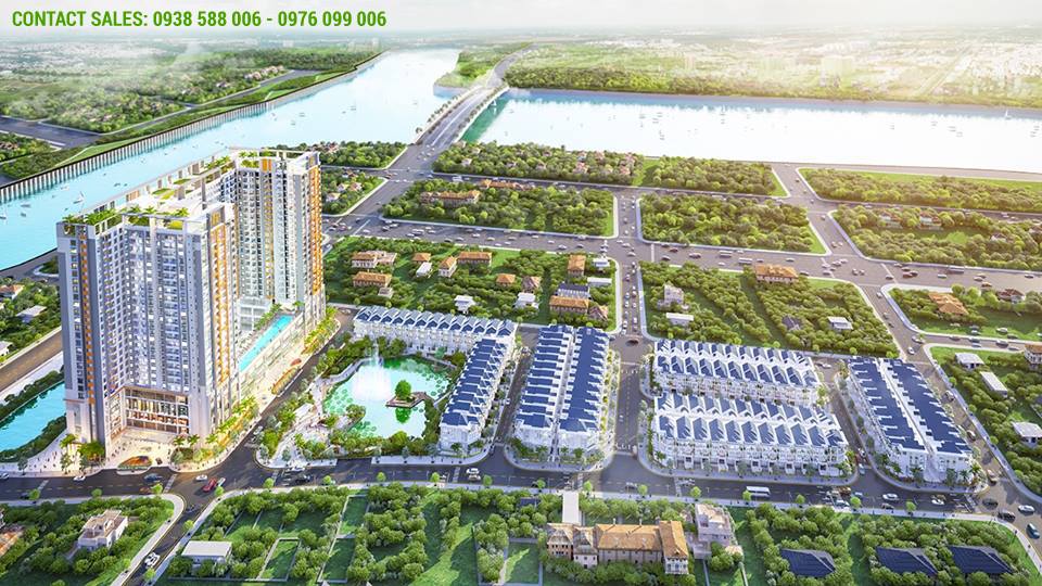 Một ảnh phối cảnh khác của Green star Sky Garden quận 7 của chủ đầu tư Hưng Lộc Phát, nhìn từ trên cao.