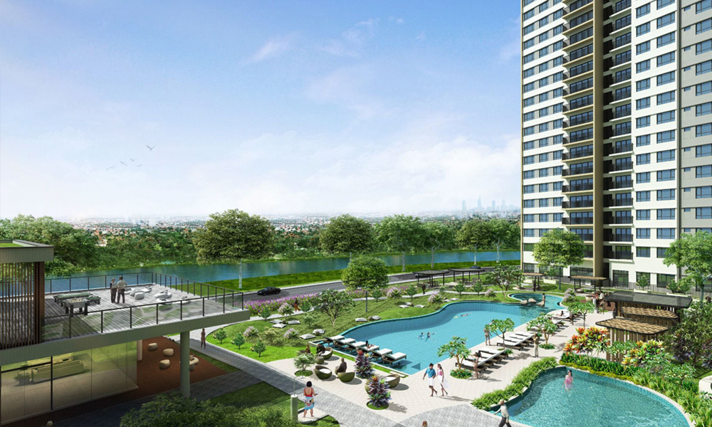 Không gian cây xanh và mặt nước gần gũi thiên nhiên, giúp trẻ có môi trường sống xanh, khỏe.