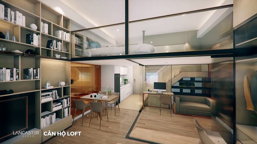 Ảnh phối cảnh bên trong ăn hộ loft của Lancaster Lincoln