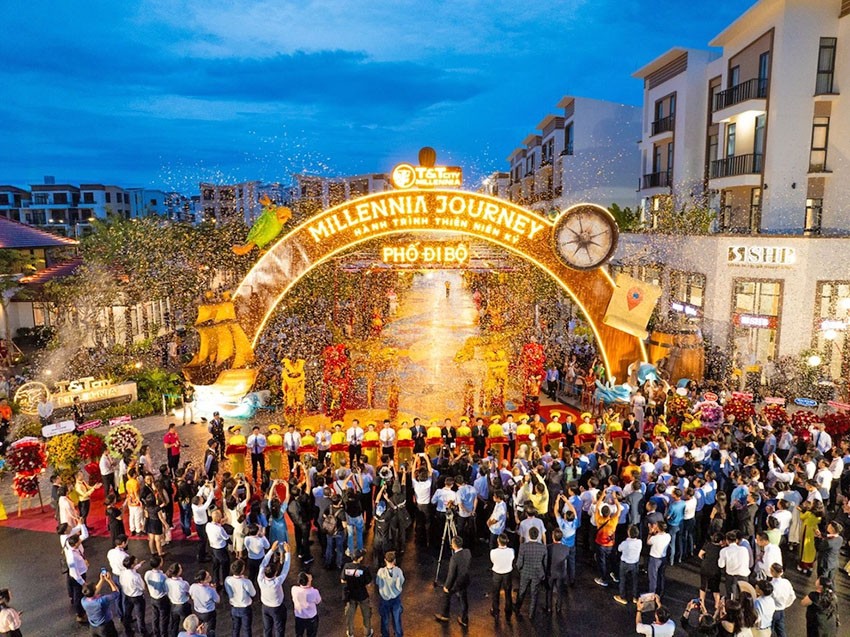 Sự kiện ra mắt phố đi bộ T&T City Millennia thu hút sự quan tâm lớn từ cộng đồng dân cư địa phương tại Long Hậu, Cần Giuộc.