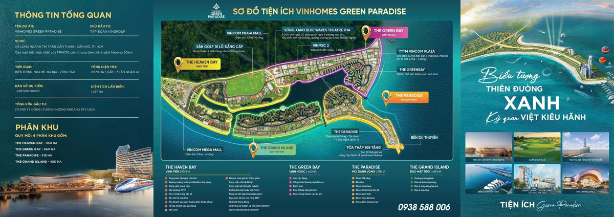 Mặt bằng tổng thể và tiện ích dự án khu đô thị Vinhomes Green Paradise.