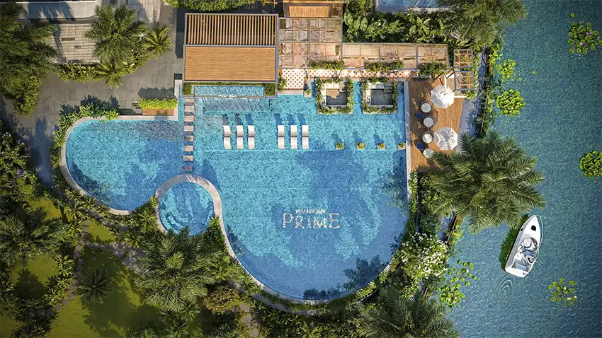 Phối cảnh hồ bơi tại dự án Khải Hoàn Prime.