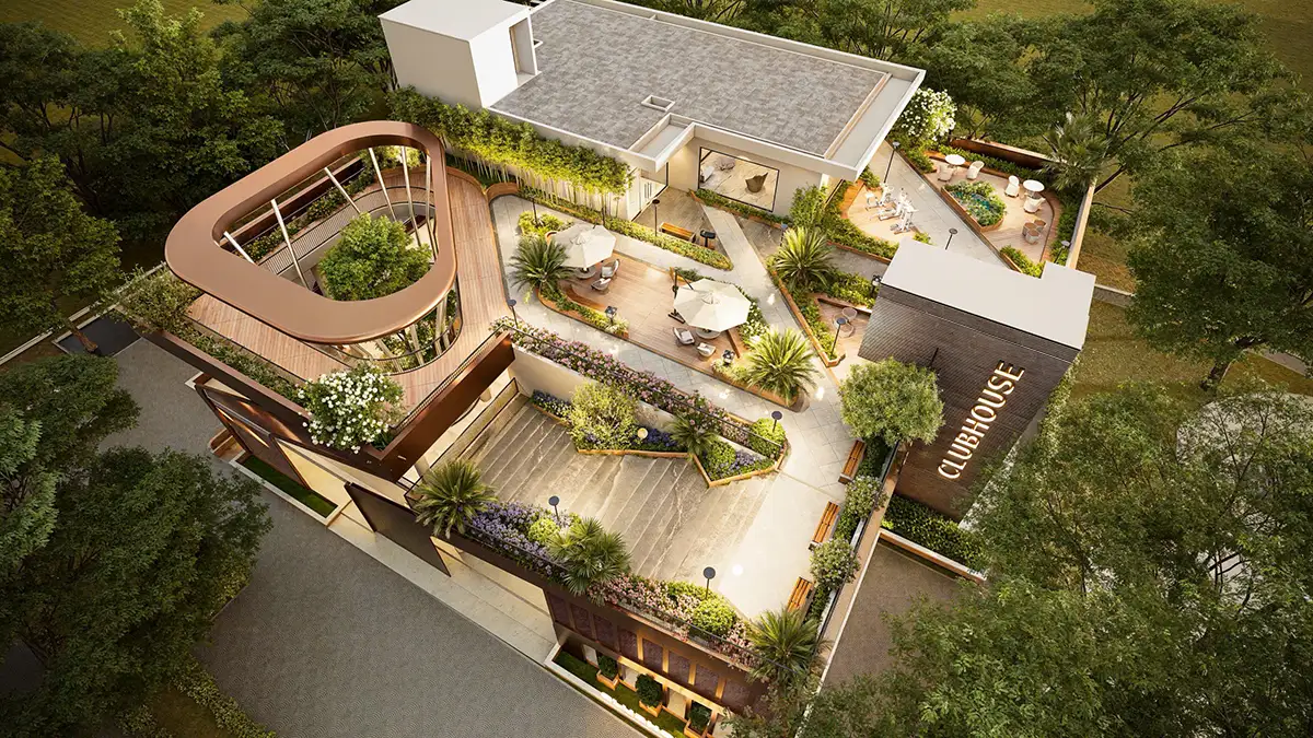 Ảnh phối cảnh clubhouse Khải Hoàn Prime từ trên cao.