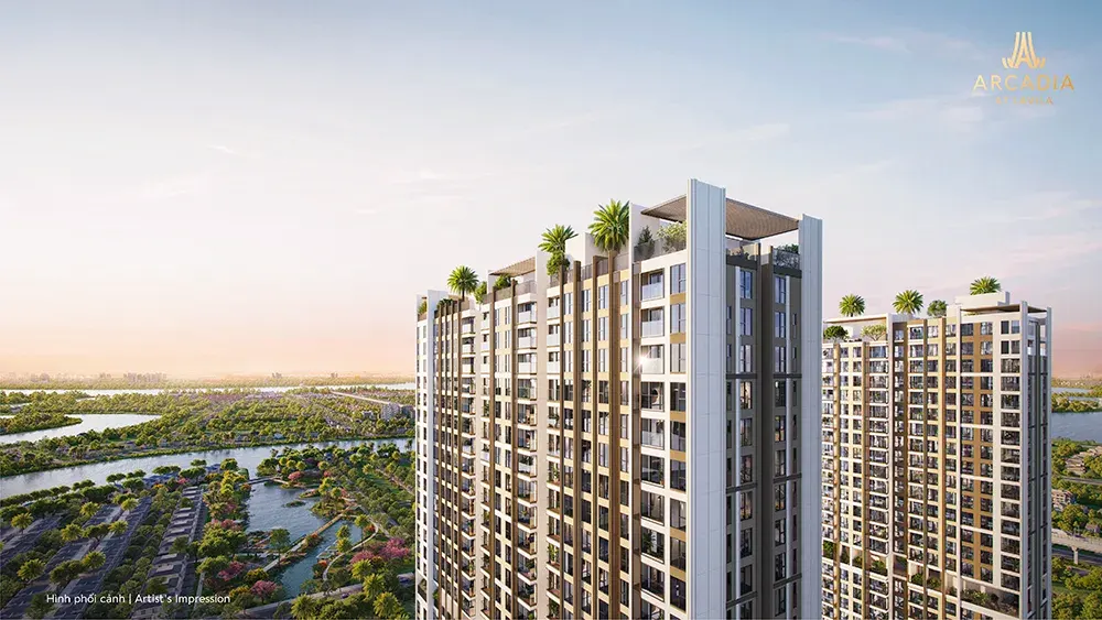 Hình ảnh phối cảnh trên cao căn hộ Arcadia at Lavila tại Nhà Bè của liên doanh Kiến Á và Groupe PierreVal.