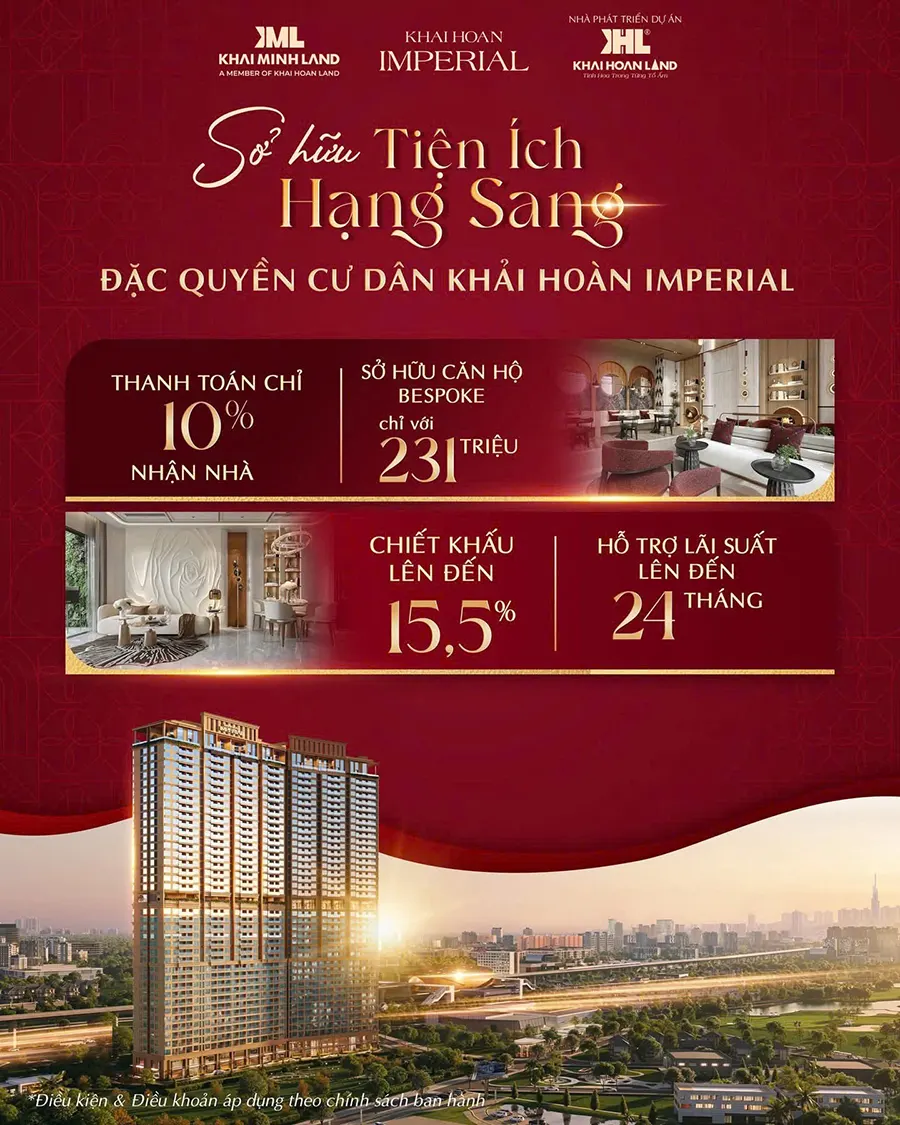 Chính sách sở hữu căn hộ hạng sang Khải Hoàn Imperial và những ưu đãi hấp dẫn.