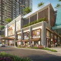 Phối cảnh mặt ngoài khối đế thương mại tầng trệt của căn hộ Arcadia at Lavila Nhà Bè.