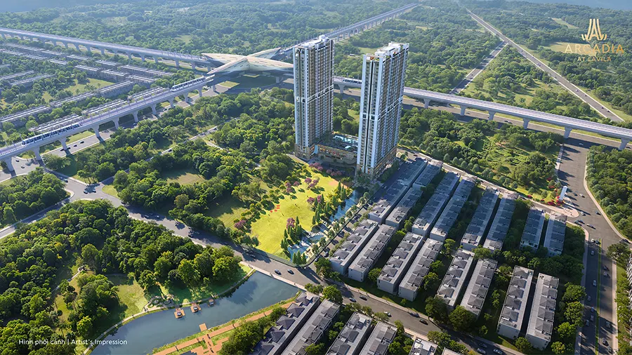 Phối cảnh dự án căn hộ Arcadia at Lavila tọa lạc trong khu đô thị Lavila trên trục đường huyết mạch Nguyễn Hữu Thọ, Nhà Bè tại Nam Sài Gòn.
