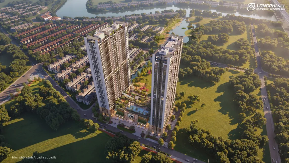 Phối cảnh tổng thể dự án căn hộ Arcadia at Lavila tại Nam Sài Gòn của Kiến Á và Groupe PierreVal.