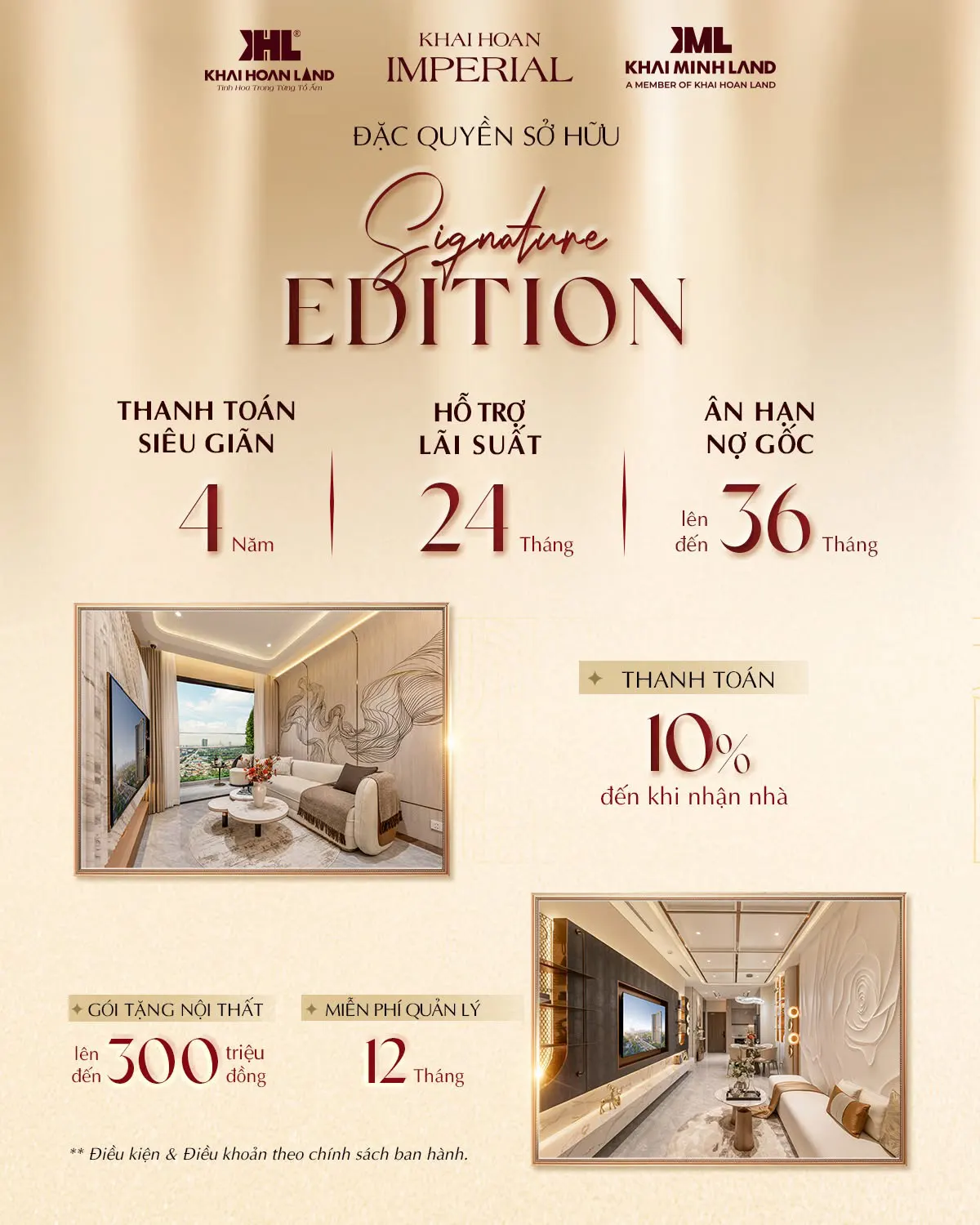 Thông tin chính sách Signature ưu đãi đặc quyền khi khách hàng mua căn hộ thuộc dự án Khải Hoàn Imperial.