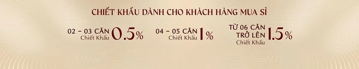 Ưu đãi Khải Hoàn Imperial dành cho khách hàng mua sỉ: nhận ngay chiết khấu 0,5 - 1 - 1,5% tùy theo số lượng căn mua sỉ.