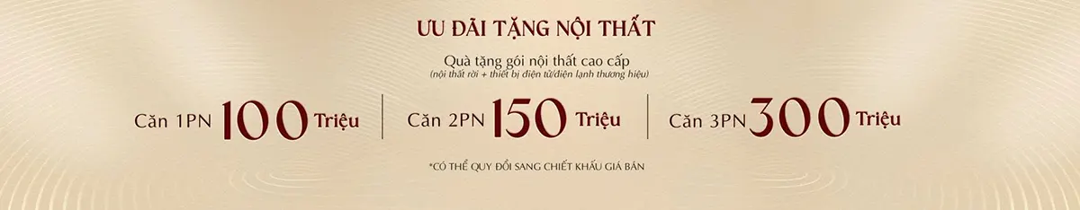 Ưu đãi dành cho khách hàng mua căn hộ Khải Hoàn Imperial: tặng gói nội thất 100-150-300 triệu/căn (tùy loại 1-2-3PN).